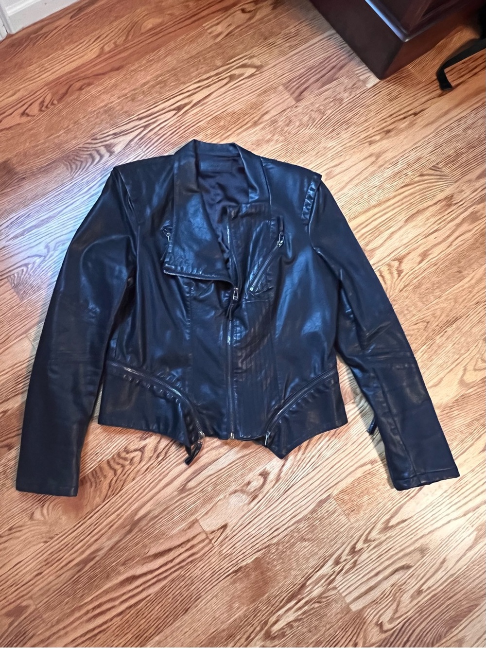 Blank NYC Black Faux Leather Asymmetrical Zip Jacket